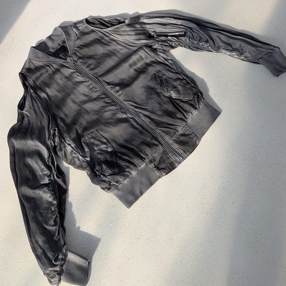 RtA | Jester Cold-shoulder Silk Bomber Jacket  Battleship Gray Large - Picture 7 of 16